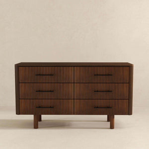 Logan Mid Century Modern Walnut Dresser with 6 Drawers