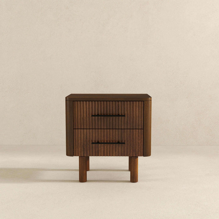 Logan Mid Century Modern Walnut Nightstand Bed Side Tables With 2 Drawers