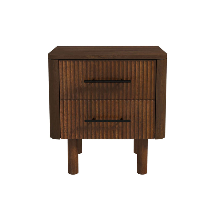 Logan Mid Century Modern Walnut Nightstand Bed Side Tables With 2 Drawers