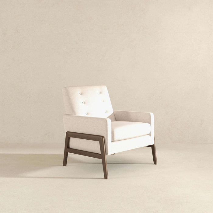 Cole Solid Wood Beige Velvet Lounge Chair