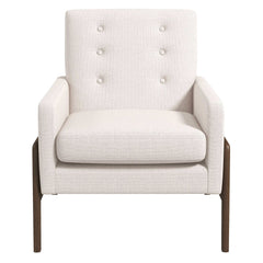 Cole Mid-Century Modern Solid Wood  Beige Velvet Lounge Chair