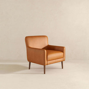 Claire Mid-Century Modern Genuine Leather Lounge Chair in Tan
