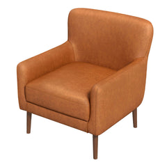 Claire Mid-Century Modern Genuine Leather Lounge Chair in Tan