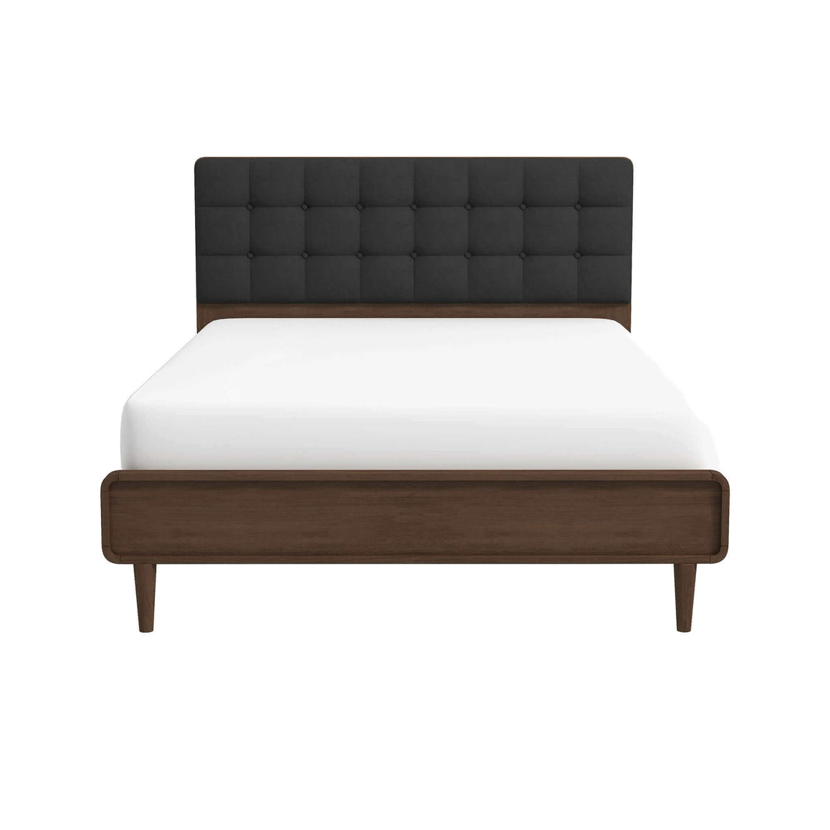 Bryce Mid-Century Modern Dark Grey Fabric Upholstered Platform Bed