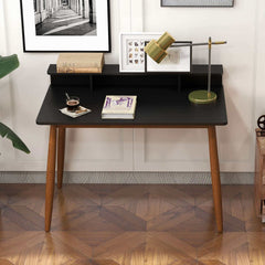 Hayley Rectangular Solid Wood Desk in Black