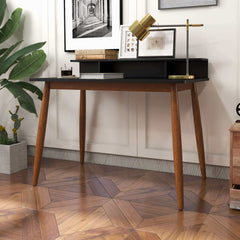 Hayley Rectangular Solid Wood Desk in Black
