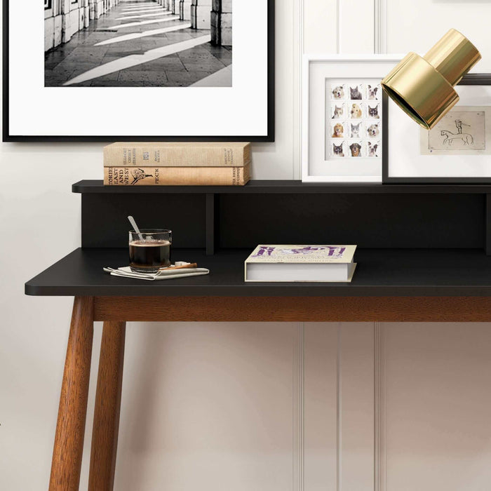 Hayley Rectangular Solid Wood Desk In Black