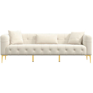 Alessandra Gold Plated Leg French Boucle Sofa in Cream