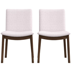 Laura Mid-Century Modern Beige Linen Solid Wood Dining Chair (Set of 2)