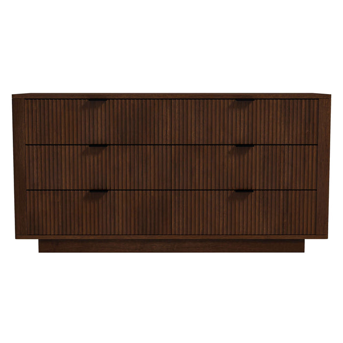 Lola Mid Century Modern Walnut Dresser With 6 Drawers