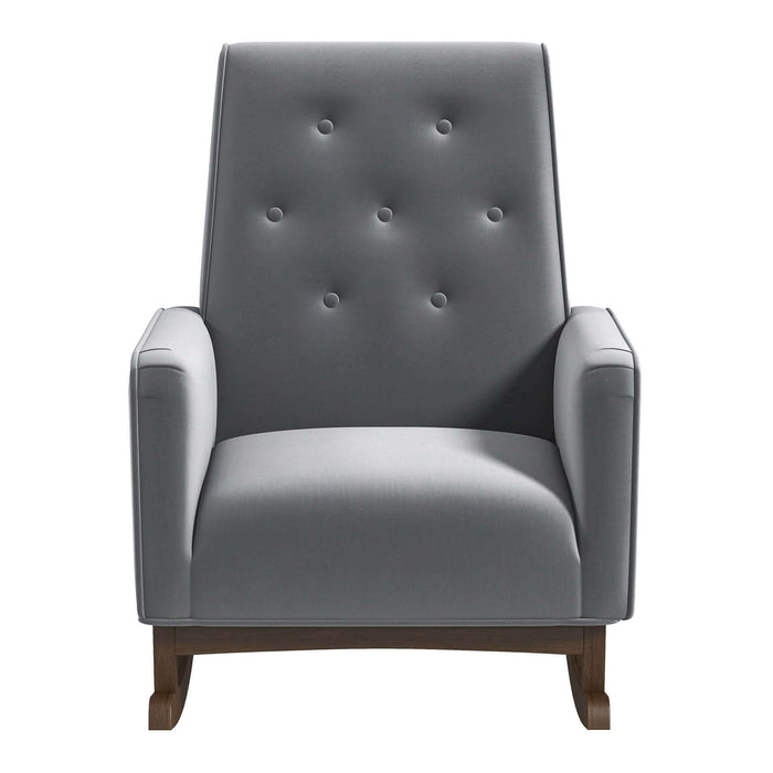 Demetrius  Light Grey Fabric Solid Wood Rocking Chair