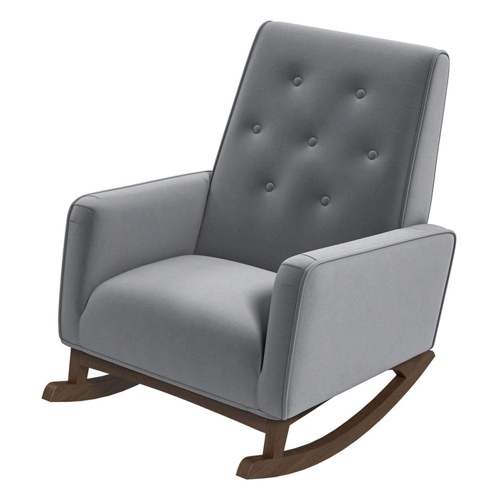 Demetrius  Light Grey Fabric Solid Wood Rocking Chair