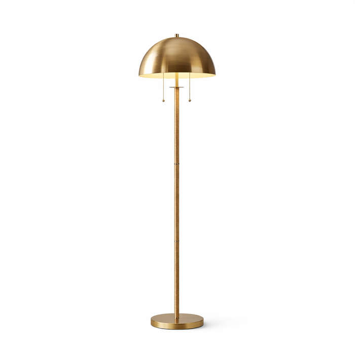 Allure 2-Light Floor Lamp | Gold Brass & Natural Rattan