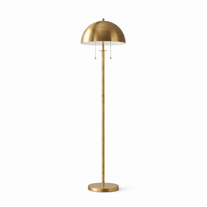Allure 2-Light Floor Lamp | Gold Brass & Natural Rattan