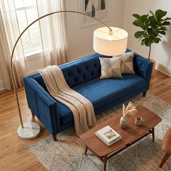 Ambient Arch Gold Brass Floor Lamp with Large Fabric Shade  | Ashcroft Imports Furniture