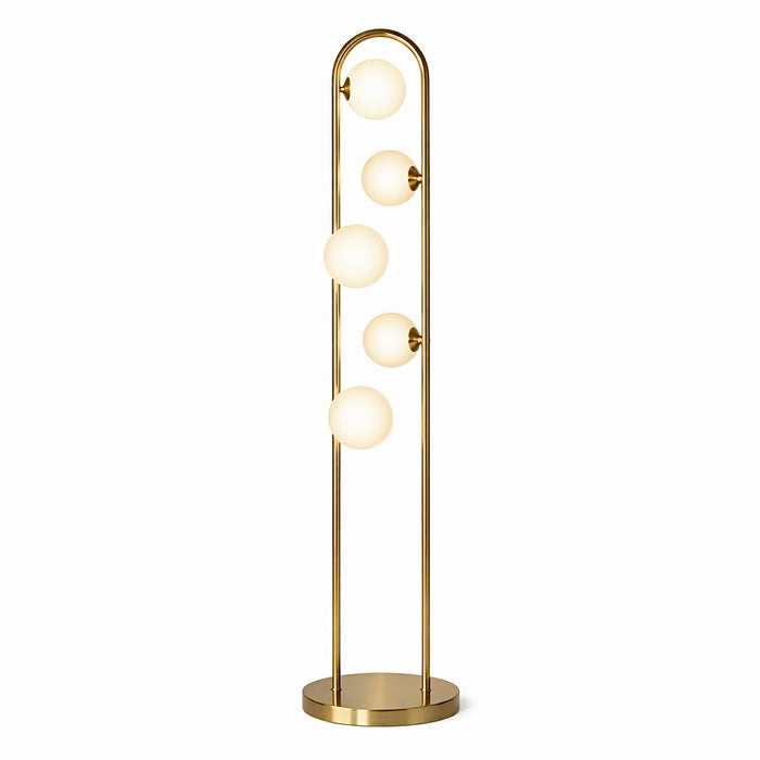 Artema Floor Lamp | White Frosted Globes & Brass Frame