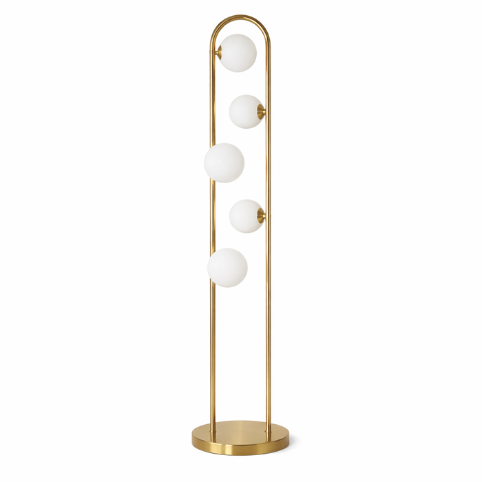 Artema Floor Lamp | White Frosted Globes & Brass Frame
