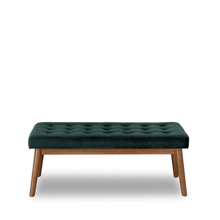 Delilah Modern Bench - Green Velvet