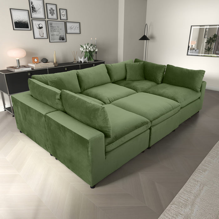 Hayward Olive Green Velvet Modular Sectional Sofa