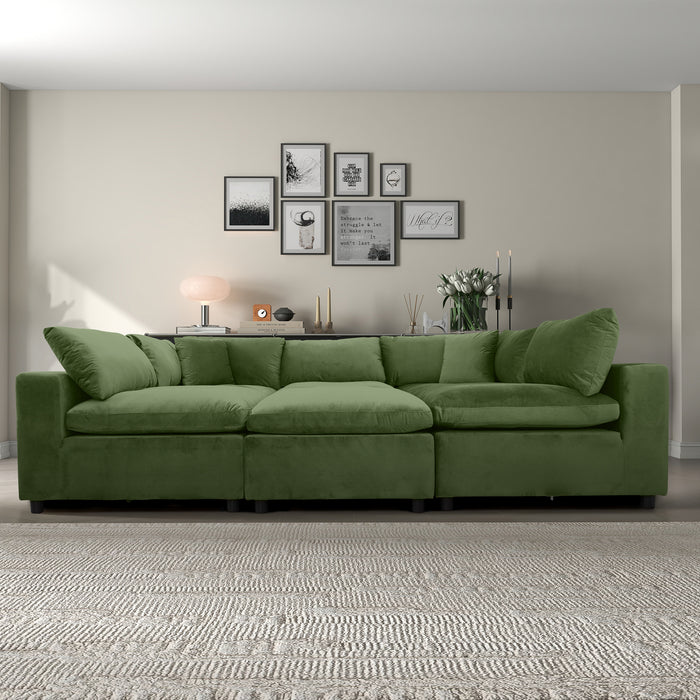 Hayward Olive Green Velvet Modular Sectional Sofa