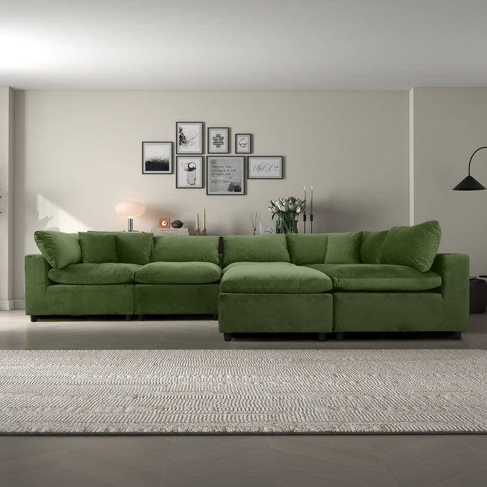 Hayward Olive Green Velvet Modular Sectional Sofa