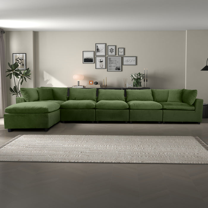 Hayward Olive Green Velvet Modular Sectional Sofa