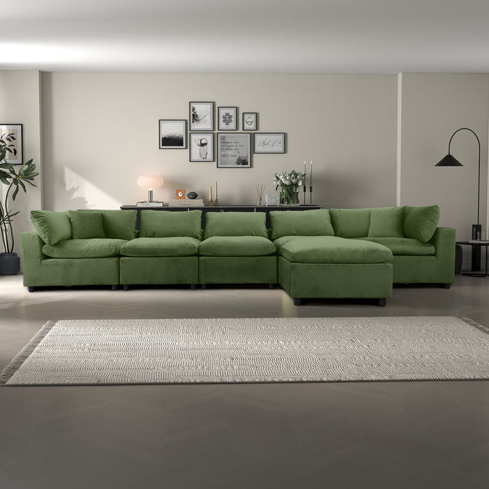 Hayward Olive Green Velvet Modular Sectional Sofa