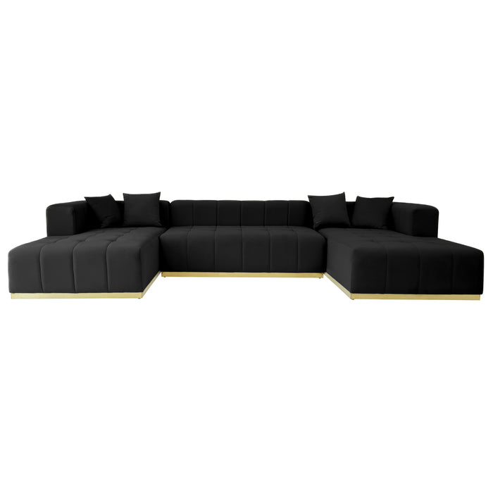 Nolan U-Shape Corner Sofa - Black Velvet