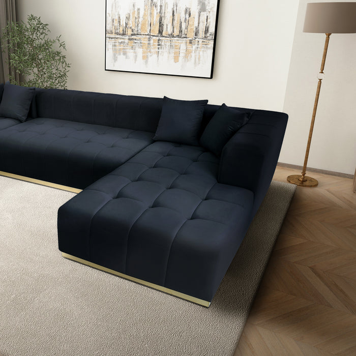 Nolan U-Shape Corner Sofa - Black Velvet