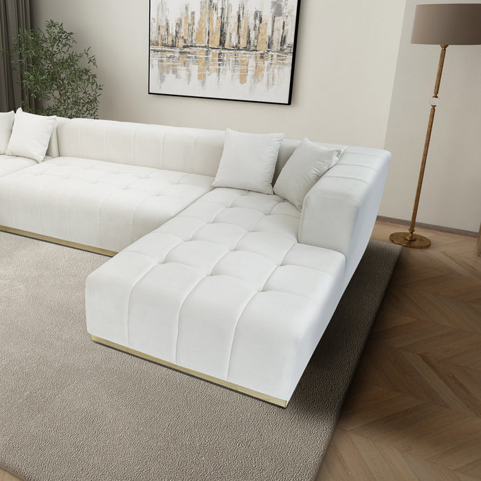 Nolan U-Shape Corner Sofa - Cream Velvet