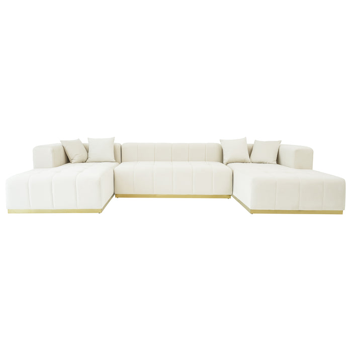 Nolan U-Shape Corner Sofa - Cream Velvet