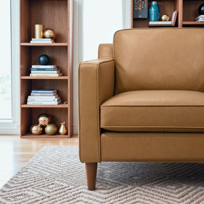 Cooper Stylish Top Grain Leather Lounge Chair with Solid Wood Legs - Ashcroft Furniture