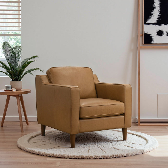 Cooper Stylish Top Grain Leather Lounge Chair with Solid Wood Legs - Ashcroft Furniture