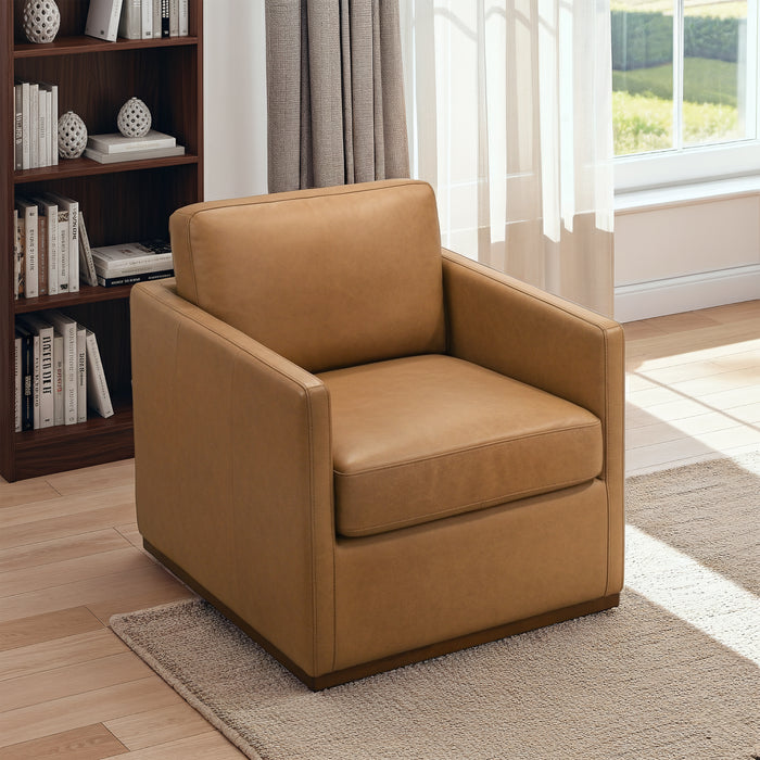 Darien Stylish 360° Swivel Chair with Top-Grain Buffalo Leather - Ashcroft Furniture