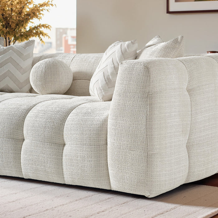 Alana Tufted Ivory Chenille Sofa - Ashcroft Furniture
