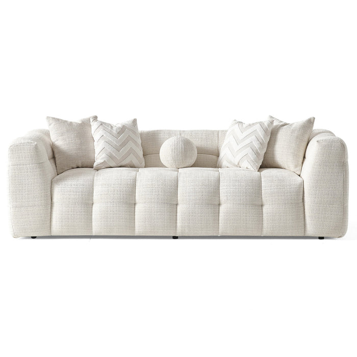 Alana Tufted Ivory Chenille Sofa - Ashcroft Furniture