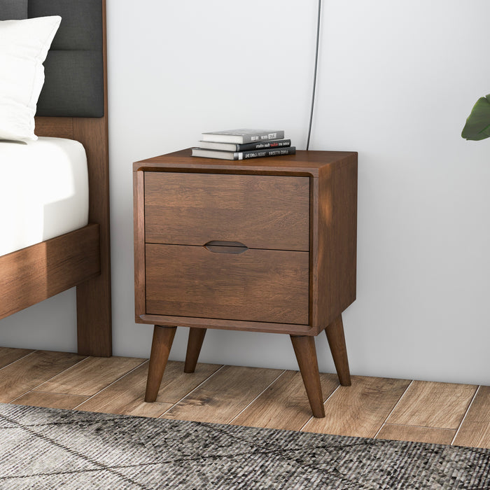 Alexandra Walnut Nightstand - 2 Drawers