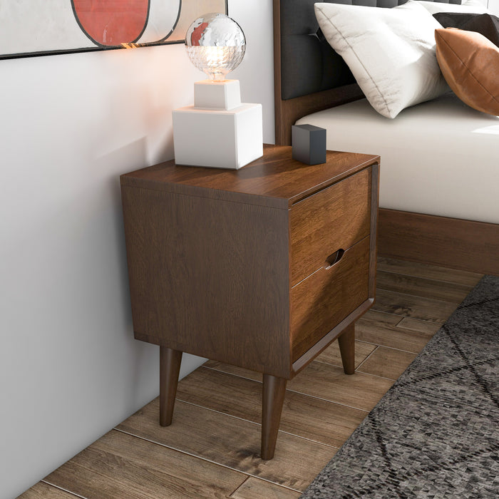 Alexandra Walnut Nightstand - 2 Drawers