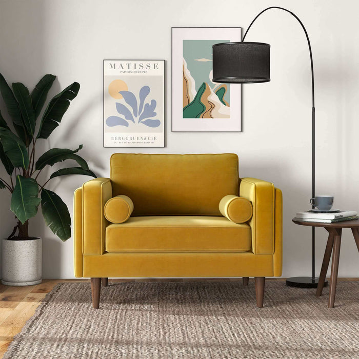 Amber Dark Yellow Velvet Lounge Chair - Ashcroft Furniture