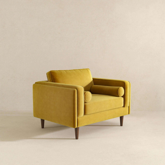 Amber Dark Yellow Velvet Lounge Chair - Ashcroft Furniture