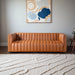 April Mid Century Modern Luxury Tight Back Cognac Leather Couch - Ashcroft Furniture