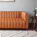 April Mid Century Modern Luxury Tight Back Cognac Leather Couch - Ashcroft Furniture