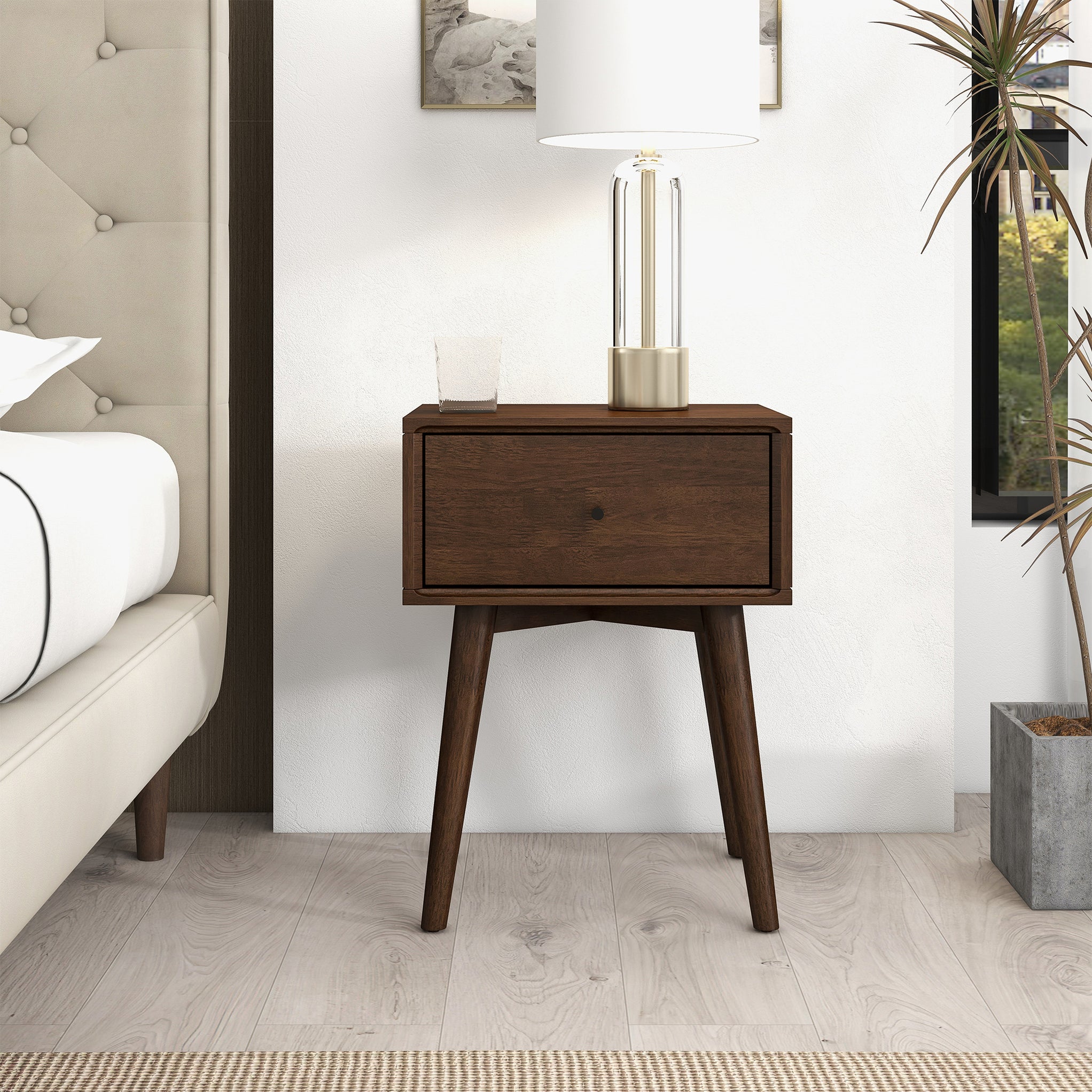 Avery Solid Wood Walnut Night Stand with Single Drawer Ashcroft — free download