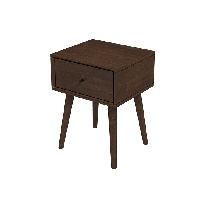 Avery Solid Wood Walnut Night Stand with Single Drawer