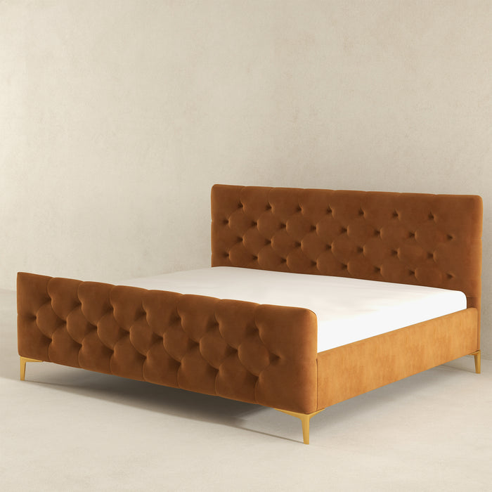 Bailey Cognac Velvet King Bed - Ashcroft Furniture
