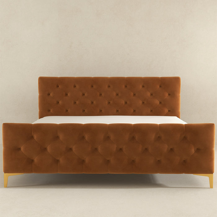 Bailey Cognac Velvet King Bed - Ashcroft Furniture