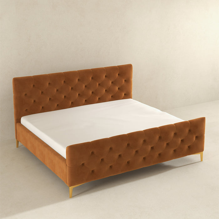 Bailey Cognac Velvet King Bed - Ashcroft Furniture