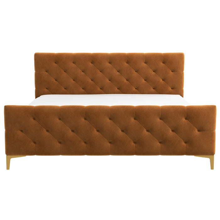 Bailey Cognac Velvet King Bed - Ashcroft Furniture