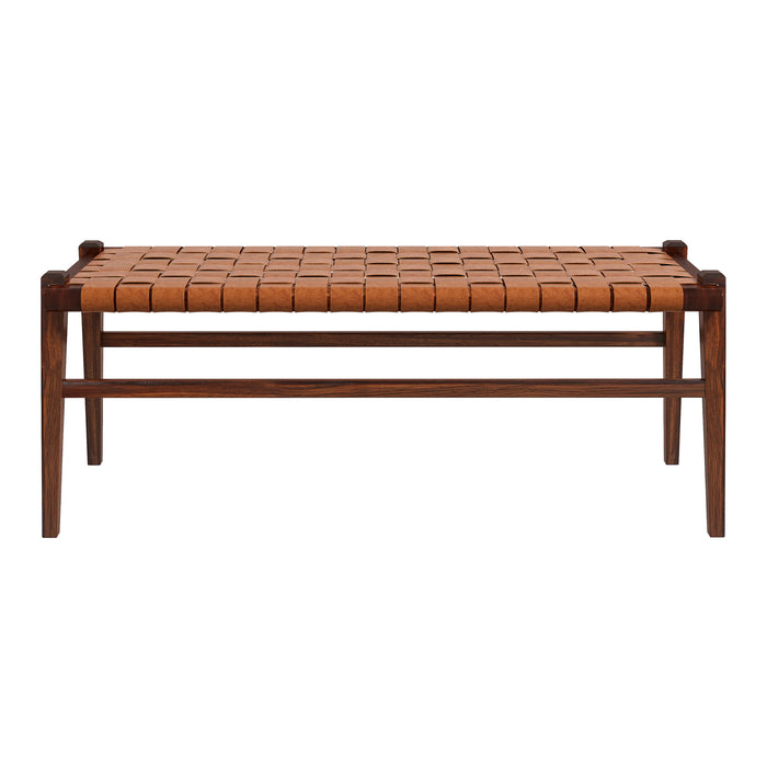 Cody Mid-Century Modern Tan Leather Bench - Ashcroft Furniture