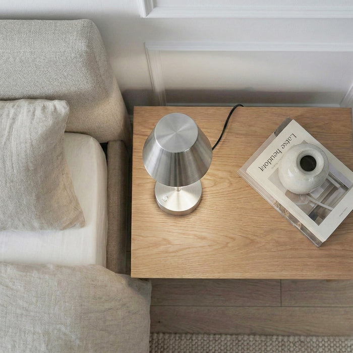 Elegance Rechargeable LED Table Lamp | Cordless Brushed Nickel Touch Lamp | Ashcroft Furniture Imports